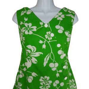 Vintage 60s Polynesian Hawaiian Tiki Green White Playsuit Romper Size M